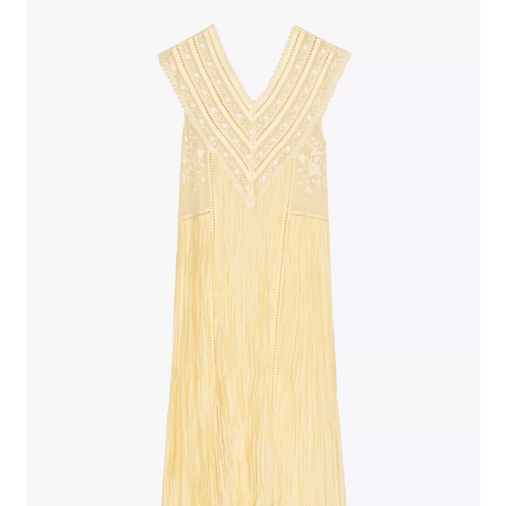 Zara Yellow Embroidered Dress
